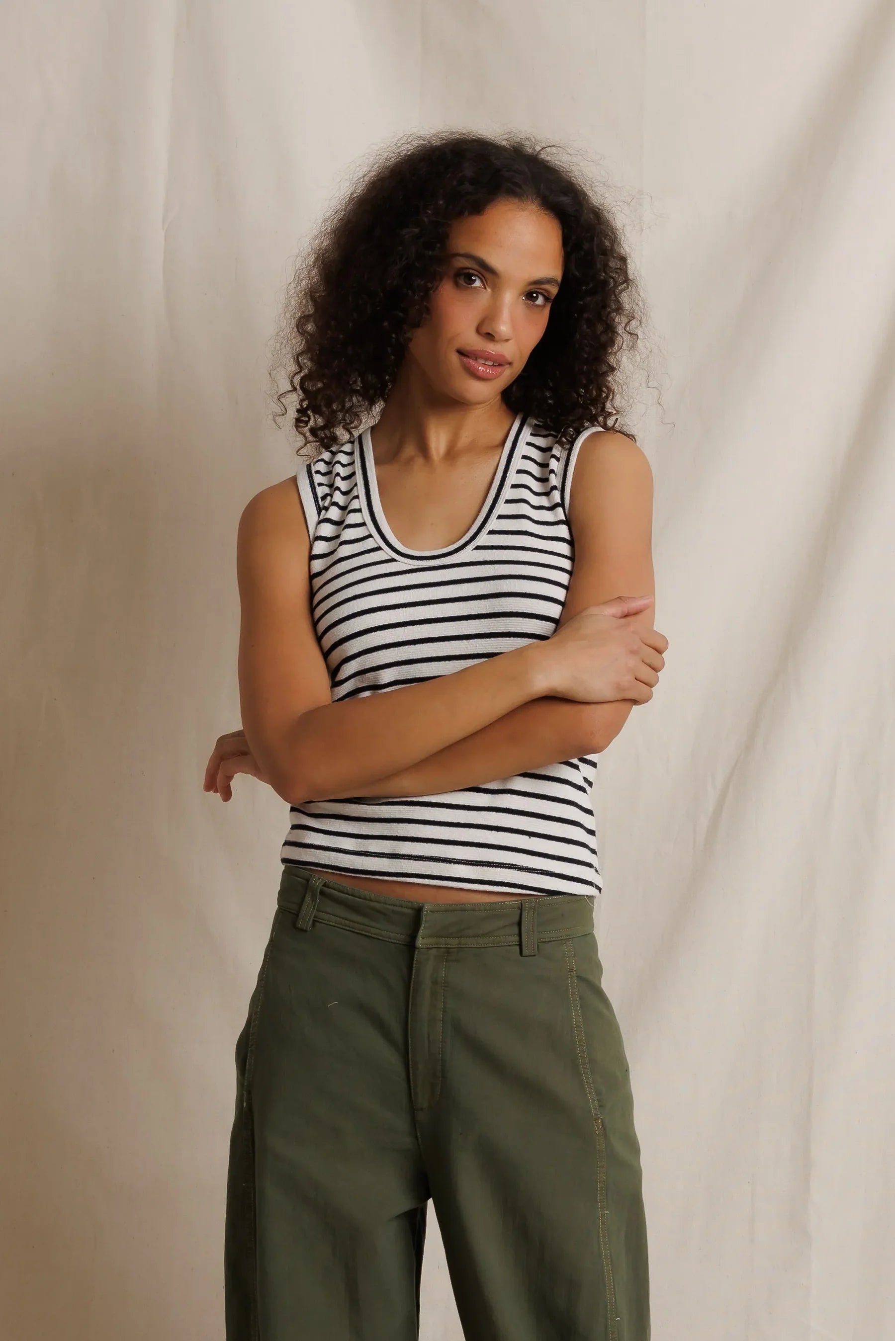 Stripe U Neck Tank Top