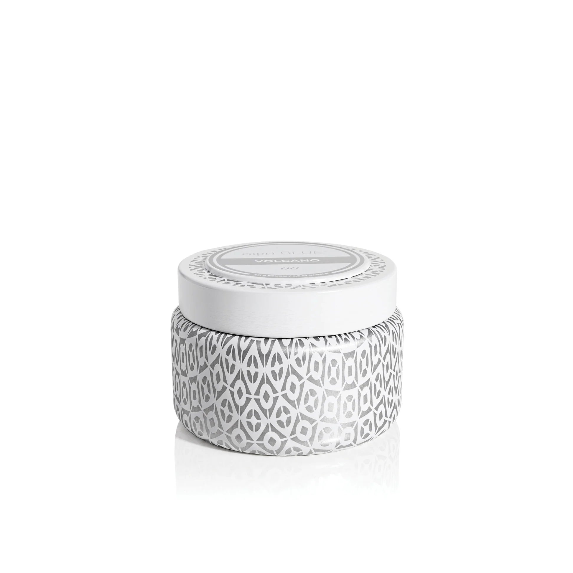 Volcano White Signature Printed Travel Tin Candle