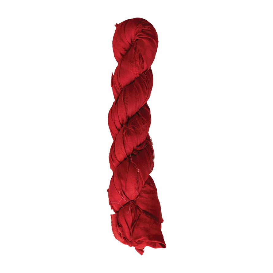 70-75 Yard Recycled Silk Ribbon - Red