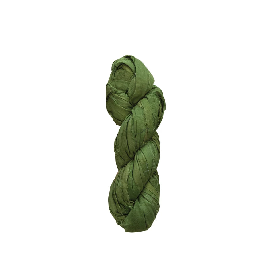 70-75 Yard Recycled Silk Ribbon - Green