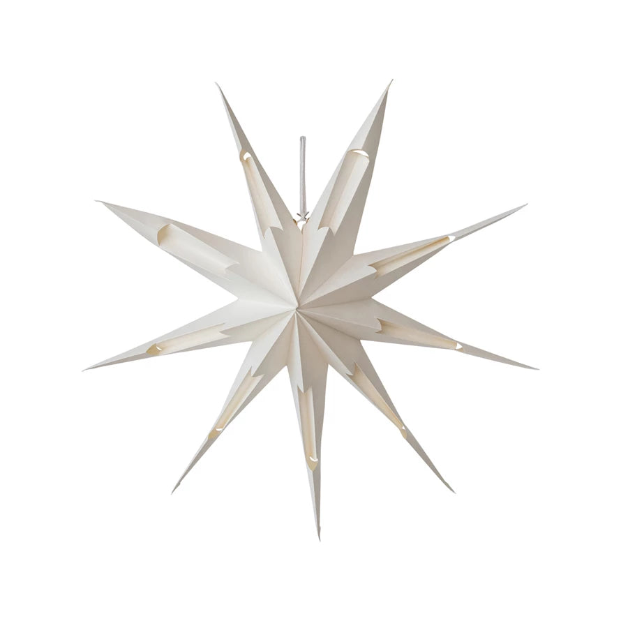 22"H Folding Recycled Paper Star Ornament w LED LightString